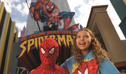 Spiderman and girl at Marvel Super Heros Islands of Adventures at Universal Orlando
