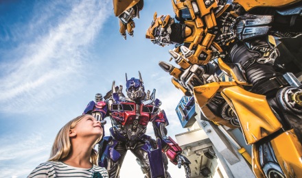 Girl at Universal Studios with Transformers