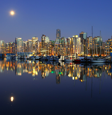 image of canadian city at night