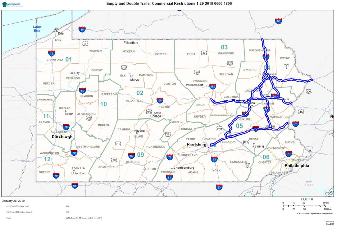 image of pa state map and routes