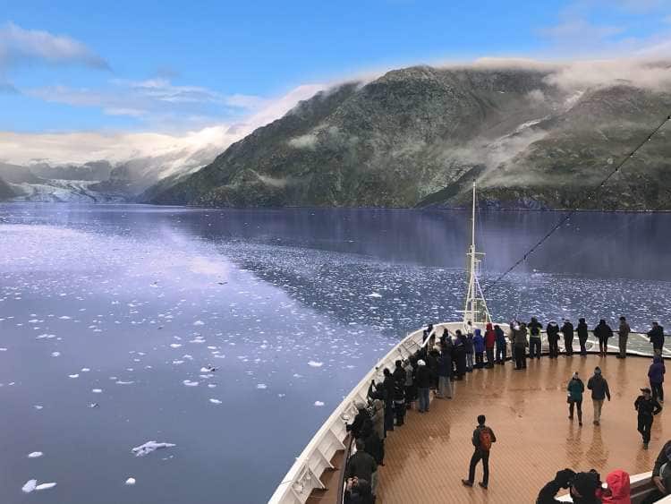 Ship sailing through Alaskan waters