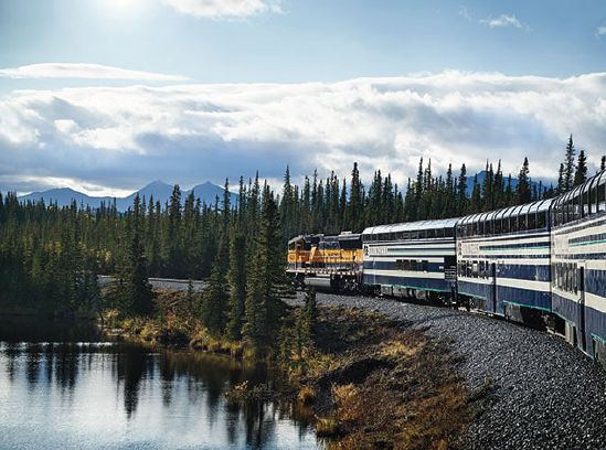 Train traveling through Alaskan territory