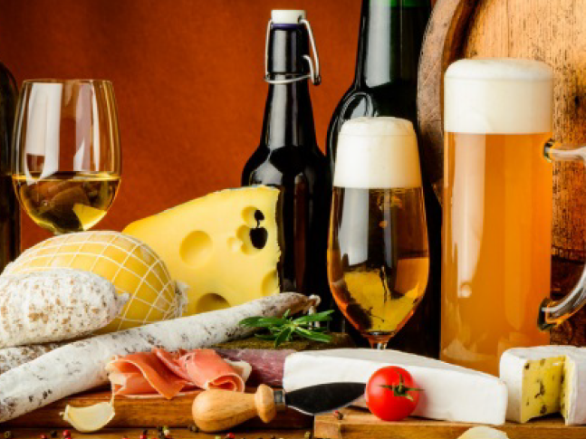 Wine, Beer and Cheese Display