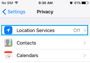 Location services tab iphone