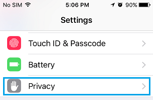 Privacy tab iphone