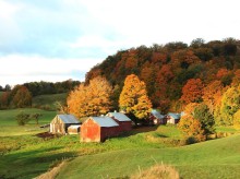 image of New England farm surrounded by Fall foliage